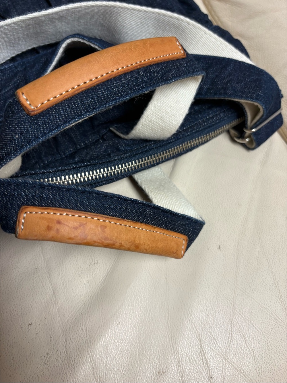 PORTER YOSHIDA Blue Denim Jeans 2 Way Helmet Tote Bag Japan Pockets - Picture 6 of 14